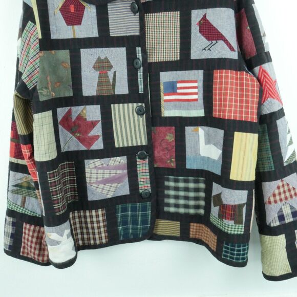 Handmade Large Patchwork Quilt Coat Jacket Cottagecore Grannycore Farmcore Boho - Picture 4 of 11